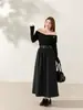 Vestido retro de ombro a ombro cintura alta, nova moda plus size feminina, vestido longo emagrecedor 88052
