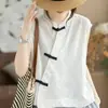 Nueva Camisa de Algodón Doble Gasa para Bebé con Botón de Rana Estilo Literario Retro para Mujer Nuevo Estilo Chino Estilo Nacional Personalidad Versátil Holgado Superior Moderno