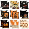 Almofada de Halloween Mais Vendida Transfronteiriça Estampa de Caveira Abóbora Material Linho Almofada Decorativa Americana de Halloween