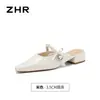 Zhr Mocasines de Punta para Mujer 2026 Verano Nuevo Estilo Zapatos Mary Jane sin Cordones Estilo Francés para Uso en Exteriores