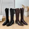 Botas vaqueras retro occidentales nuevas de otoño 2026 para mujer, botas de media pantorrilla, punta cuadrada, tacón grueso, botas largas adelgazantes 66-22