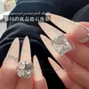 Arte de Uñas Explosivo de Circonita con Joyería de Diamante, Nuevo Azúcar de Roca Transparente Largo Rectángulo Huevo de Paloma Uña Completa de Diamante Bola de Diamante Producto Terminado