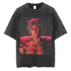 Camiseta de Algodón Holgada de Manga Corta Lavada Retro High Street Europea y Americana Verano Juegos Tendencia de Merchandising para Hombres y Mujeres
