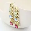 Pendientes de Cristal Exagerados de Otoño e Invierno Nuevos Europeos y Americanos Pendientes Largos Exagerados Distintivos Joyería para la Oreja E032