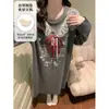 Pijamas Atacado para Mulheres, Primavera e Outono, com Sutiã Embutido, Camisola de Manga Longa, Doce e Fofo, Roupa de Casa Feminina, Pode Ser Usado Fora