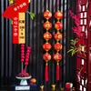 Decoraciones de Cadena de Farolillos Rojos de Terciopelo para el Día Nacional, Año Nuevo, Festival de Primavera, Adornos Colgantes de Estilo Chino para Año Nuevo, Artículos Pequeños para Puestos