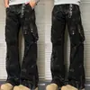 Jeans Americanos Retro de Peso Pesado con Múltiples Bolsillos para Hombre 2026, Pantalones de Trabajo Casuales Rectos Ligeramente Acampanados de Alta Moda al por Mayor