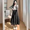 Saia midi bodycon branca para mulheres, saia evasê primavera e verão, cintura alta, modeladora, casual, com babados