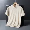 Comercio Exterior Transfronterizo Ropa de Verano de Manga Corta Nylon Sin Costuras Cuello Polo Estilo Casual Camiseta Polo Versátil Ropa para Hombre Tendencia al por Mayor