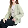 Nuevo y Elegante Suéter Cardigan Otoño/Invierno 2026 para Mujer, Estilo Coreano, Corte Holgado, Cuello en V, Top Corto de Punto, Casual