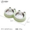 Tigela Personalizada para Pet com Formato de Sapo Aço Inoxidável Tigela de Comida para Gato e Cachorro Anti-Virada Tigela Dupla Integrada Utensílios para Comida de Pet Venda por Atacado