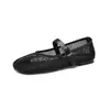 Zapatos planos de ballet de malla transpirable para mujer transfronterizos 2026, talla 46, estilo Mary Jane con separación de dedos, zapatos náuticos de malla con estampado de leopardo