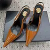 Versão de Luxo dos Sapatos de Salto Alto da Shengcai para Primavera/Verão em Couro Envernizado Bico Fino Boca Rasa Moda Sexy Passarela 10,5cm Elegantes
