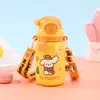 Perro Blanco Pequeño de Dibujos Animados Taza Térmica Rebotante Color Macarrón Lindo Taza de Agua para Estudiantes Portátil Cruzada Taza con Popote para Niños