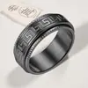Anillo Anti-Ansiedad Estrés Alivio Transfronterizo, Anillo de Acero de Titanio con Patrón de la Gran Muralla Giratorio, Artículo Popular para Parejas, Joyería de Moda al por Mayor