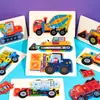 Venda Quente Amazon Transfronteiriça Quebra-Cabeça de Madeira Snap DIY Brinquedo Veículo de Engenharia de Transporte de Madeira Quebra-Cabeça 3D