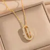 Colar de Aço Inoxidável Banhado a Ouro 18K Cruzado Joias Moda Europeia e Americana Ins Corrente para Clavícula de Aço Titânio Colar com Pingente Não Desbota para Mulheres