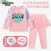 Roupa de Banho Infantil Coelho Judy Nick Conjunto de Duas Peças para Meninas Manga Longa Calça Longa Proteção Solar Secagem Rápida