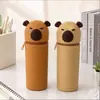 E-commerce Popular Transfronteiriço Ponto Cruz Europeu Desenho Animado Estojo de Lápis de Silicone Porta-Caneta Dobrável Bolsa de Papelaria Atacado Papelaria Caixa de Canetas