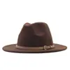 Sombrero de Sol para Exteriores Clásico Fieltro Fedora Ala Ancha Moda Sombrero Jazz con Hebilla de Cinturón