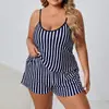 Conjunto de pijama de verano europeo y americano con camisola y shorts, tallas grandes, conjunto casual para casa extragrande, se puede usar para salir