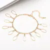 Exclusivo transfronteiriço para calçados de praia explosivos moda moda europeia e americana tornozeleira oval de metal com diamante atacado A024