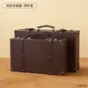 Maleta Vieja de Cuero Estilo Británico Maleta de Mano Estilo Europeo Maleta de Viaje Caja de Almacenamiento Maleta de Equipaje Maleta de Mano Accesorio Decorativo