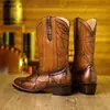 1037 Botas de Salto Alto Desejo Outono e Inverno Novo Retrô Botas de Cowboy Ocidentais Botas Altas Cruzadas Estilo Medieval Prontas para Venda