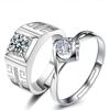 Anillo de pareja de moissanita de simulación de cuatro garras, amuleto de anillo de pareja, anillo abierto ajustable con incrustaciones de diamantes, entrega de una pieza