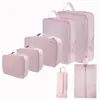 Tecido de Memória Transfronteiriço Kit com 6 Peças Roupas de Viagem Armazenamento por Compressão Mala de Viagem Mala para Viagem de Negócios Bolsa Organizadora para Roupas Íntimas