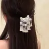 Pinza para el Cabello Plateada con Borla Estilo Étnico Retro para Mujer Parte Trasera de la Cabeza Accesorios para Semirecogido Nuevo Estilo Chino Pinza Lateral Accesorios para el Cabello Étnicos Miao