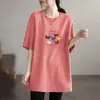Camiseta de Manga Curta para Mulheres, Comprimento Médio, Estilo Novo 2026, Verão, Caimento Solto, Tamanho Grande, Modelagem que Valoriza, Blusa que Esconde a Barriga 100kg