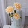 Ventas Directas de Fábrica Flor de Dalia de Tres Cabezas Material Decoración para el Hogar Boda Salón de Bodas Arreglo Floral para Camino Flor Artificial Flor Artificial