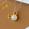 Plata S925 Incrustada Jade Hetian Fideos de Huevo Mickey Colgante de Plata Lisa Colgante Regalo Colgante Suministro en Vivo