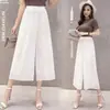 Pantalones anchos de doble capa, pantalones acampanados de gasa negra, pantalones largos casuales sueltos de cintura alta, pantalones cortos para mujer, estilo de pierna ancha, corte holgado