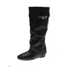 Botas de Cano Alto Botas da Moda para Mulheres Estilo Garota Apimentada Novo Outono/Inverno Aumento de Altura Oculto Botas de Cano Alto Bico Não Apontado 2026