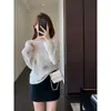 Suéter corto de punto suave, resistente y con lentejuelas estilo coreano para mujer, nuevo para otoño e invierno 26 H090305
