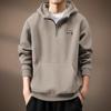 Moletom Italiano Pesado com Capuz e Zíper Meio Aberto para Homens, Novo Outono 2026 Estilo Americano Solto Oversized Tendência Marca Jaqueta