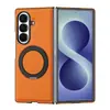 Funda de teléfono compatible con Samsung Z Fold8 Ultra con cargador inalámbrico magnético, soporte de anillo giratorio de 360 grados, funda de cuero