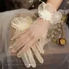 Guantes de Novia Cortos de Encaje Color Blanco Champaña Mariposa Guantes de Boda Malla de Alta Elasticidad Vestido Accesorios de Performance