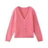 26 Otoño/Invierno Lujoso Suéter de Lana Cachemir Seda de Mora Cepillada Cardigan Abrigo de Punto Puyuan Cuello en V