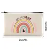 Bolsa de Maquillaje con Cremallera de Lona Transfronteriza, Bolsa de Tocador con Cremallera de Viaje Multifuncional, Bolsa de Lona Arcoíris Inspiradora para Mujeres