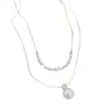 Nuevo Collar en Capas de Perla y Circonita para Mujer, Cadena Doble Plateada con Acabado de Alta Gama, Cadena para Suéter de Tendencia de Moda Nicho