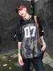 Americano Retro Não. Camiseta de Hip-Hop 07 para Homens e Mulheres no Verão, Camiseta de Manga Curta de Secagem Rápida em Seda Gelo, Marca Moderna High Street Manga Média