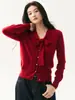 Intelectual e elegante~Novo cardigã de caxemira outono e inverno para mulheres, com design fluido, suéter de tricô, cardigã curto e peça de outer wear