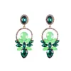 Pendientes de Estilo Real de Diamante Completo de Estilo Verde Más Vendidos Transfronterizos Moda Europea y Americana Exagerados Diamantes de Colores Pendientes de Lujo Ligero de Alta Gama para Mujer