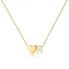 Colar de Aço Inoxidável Galvanizado 14K em Formato de Coração com 26 Letras Colar com a Primeira Letra do Coração Colar Feminino Atacado em Estoque