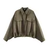 Comercio Exterior Transfronterizo Ropa Femenina Estilo Europeo y Americano, Moda Casual Popular en Aliexpress Chaqueta Bomber con Dobladillo Plisado