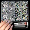 Acessórios para Nail Art DIY Rhinestones Acrílicos de Fundo Reto com 12 Compartimentos 3mm Formas Mistas Pacote Misto Acrílico Decorações de Unha Usáveis Rhinestones