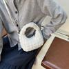 Bolsa de Mão Nuvem Plissada Xadrez Estilo Coreano para Mulheres 2025 Bolsa de Mão da Moda Versátil de Algodão para Ombro Transversal Bolsa Dumpling